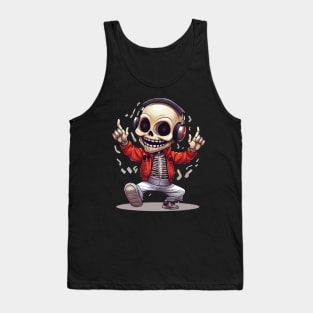 Funky Dancing Skeleton Anime Style Design Tank Top